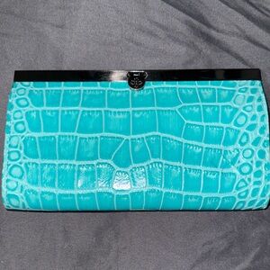 Patricia Nash Turquoise Croc-Embossed Clutch nwot